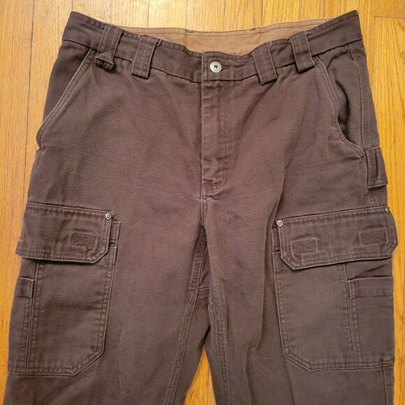 Duluth Trading Brown Cargo Pants 36x28 Canvas Cotton Heavy Duty Work - Picture 6 of 6